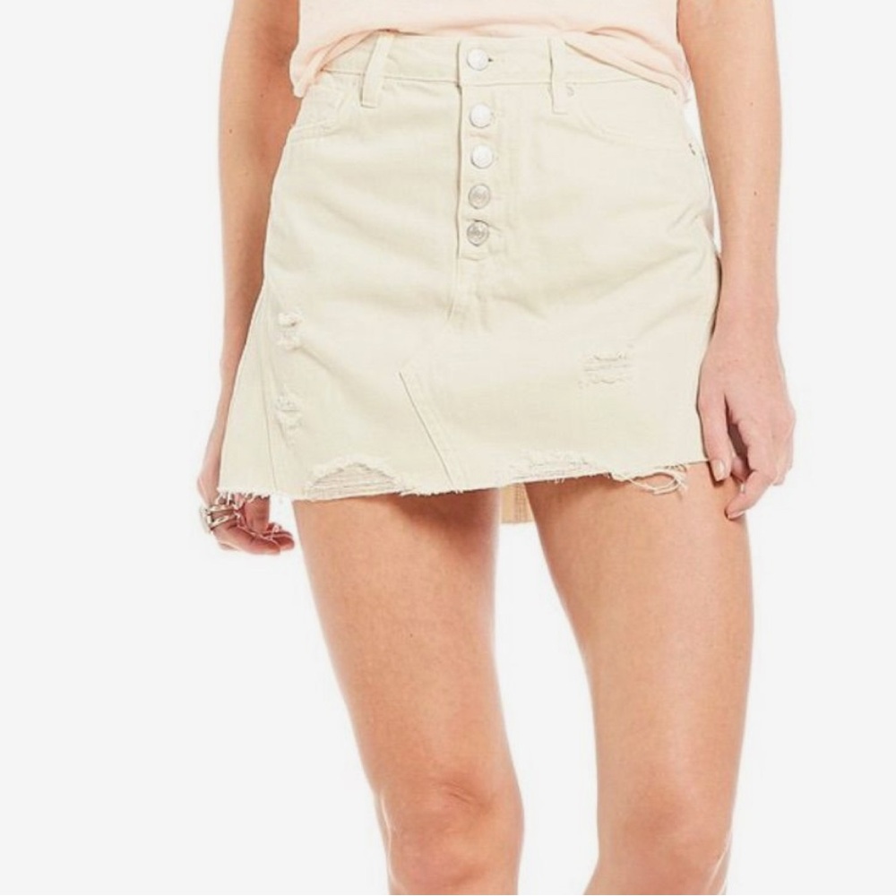 We The Free Beige Denim button-up Skirt size 25